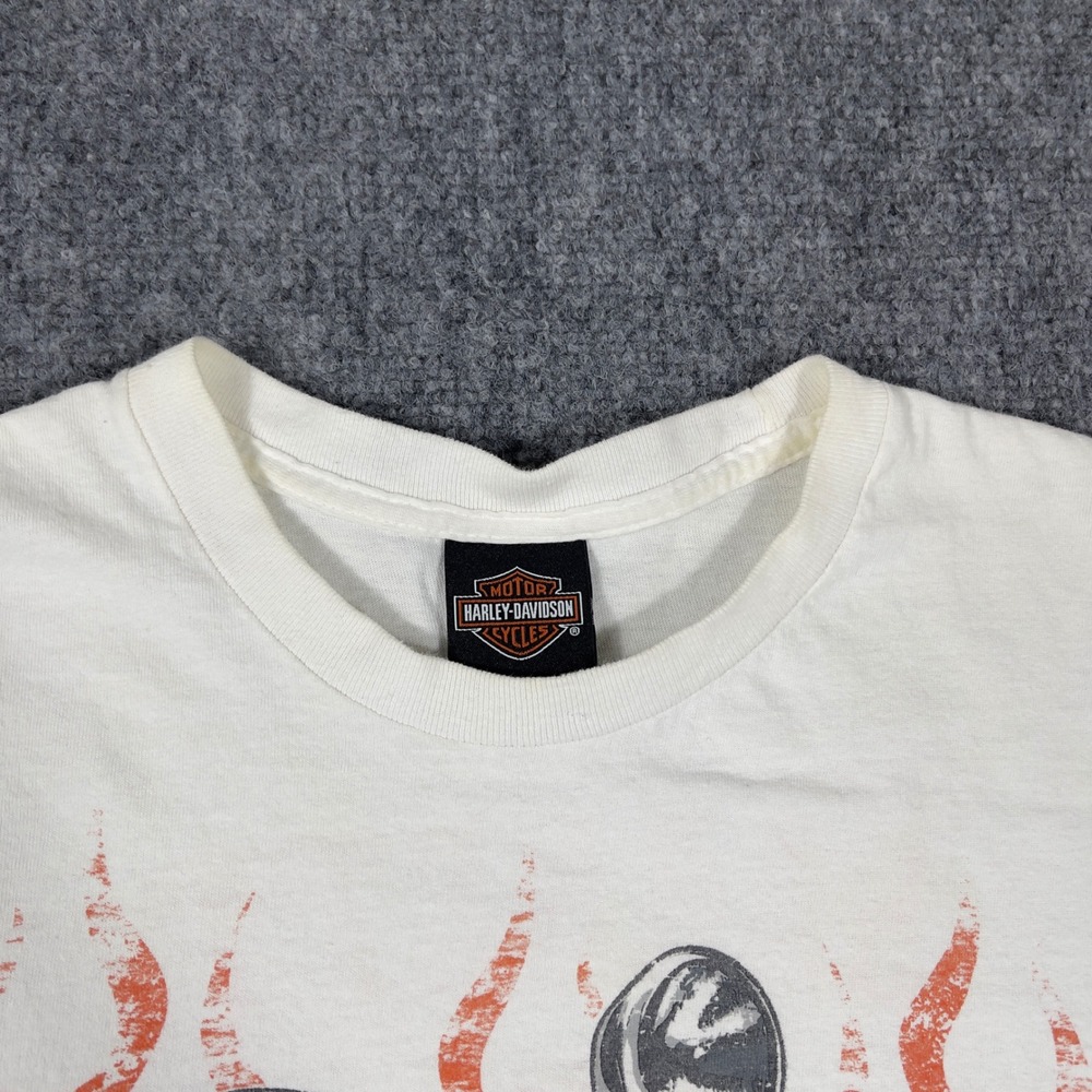 Harley-Davidson Graphic T-Shirt Mens Large White Barnett El Paso Texas Flame L - Picture 6 of 8